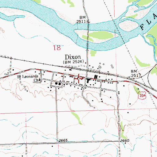 Topographic Map of Dixon Post Office, MT