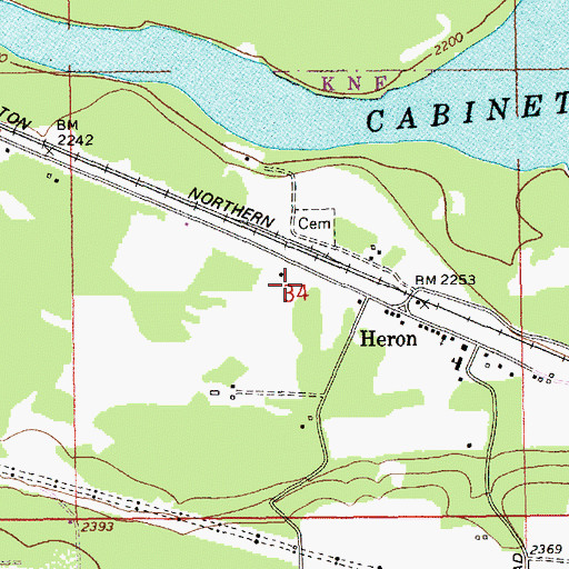Topographic Map of Heron Post Office, MT