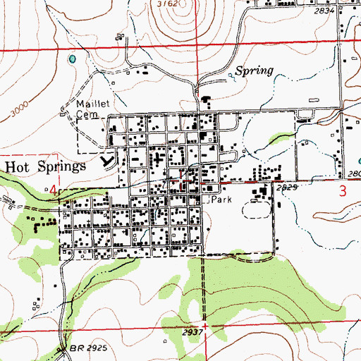 Topographic Map of Hot Springs Post Office, MT