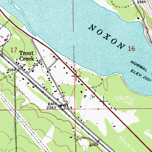 Topographic Map of Trout Creek Post Office, MT