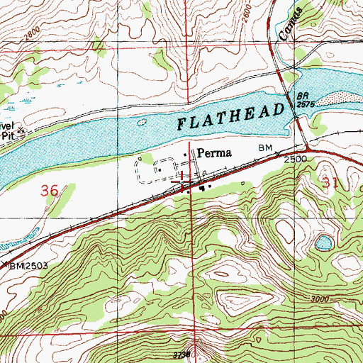 Topographic Map of Perma, MT