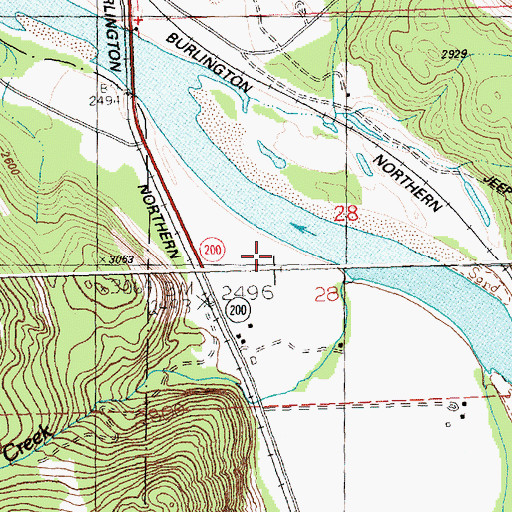 Topographic Map of McMillans Trading Post (historical), MT