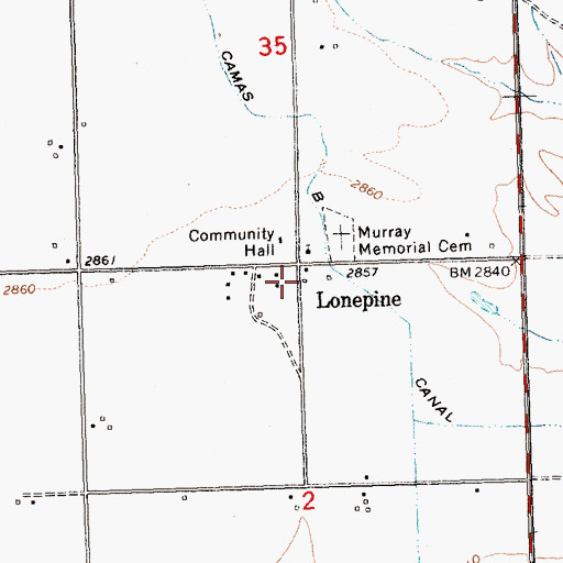 Topographic Map of Lonepine Post Office, MT