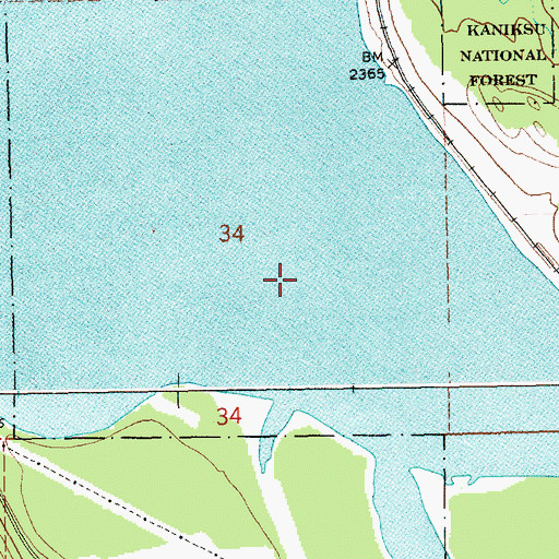 Topographic Map of Tuscor Post Office (historical), MT