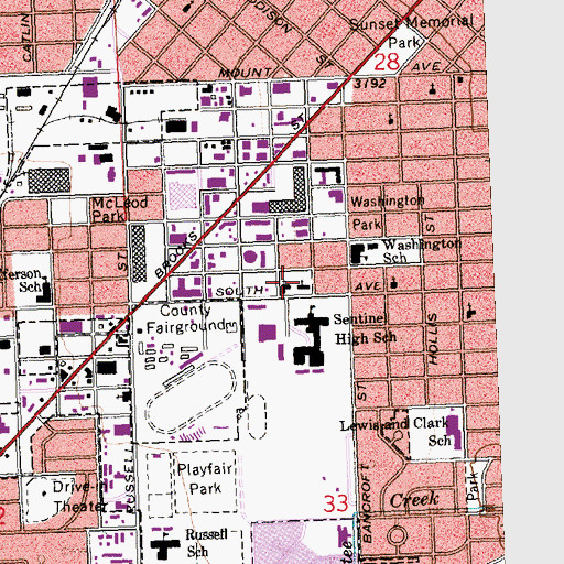 Topographic Map of Seventh Day Adventist Church, MT