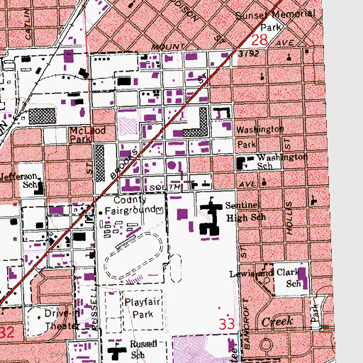 Topographic Map of Immanuel Lutheran Church, MT