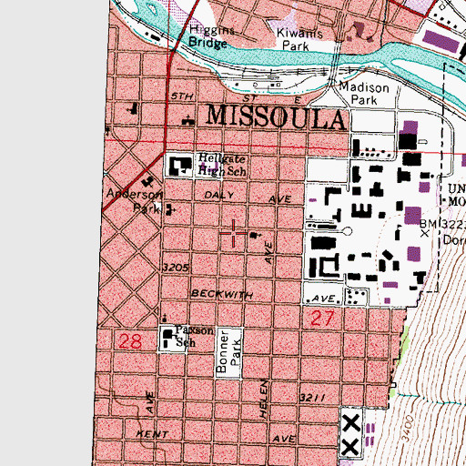 Topographic Map of University Congregational Church, MT