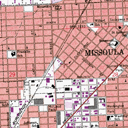 Topographic Map of Christian Assembly Foursquare Church, MT