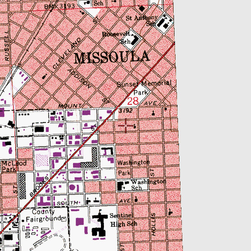 Topographic Map of Mount Zion Lutheran Church, MT