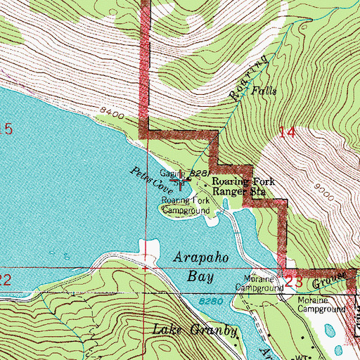 Topographic Map of Roaring Fork Arapaho Creek, CO