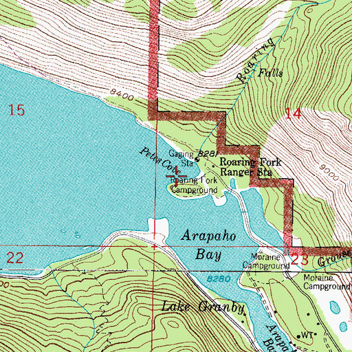 Topographic Map of Petes Cove, CO