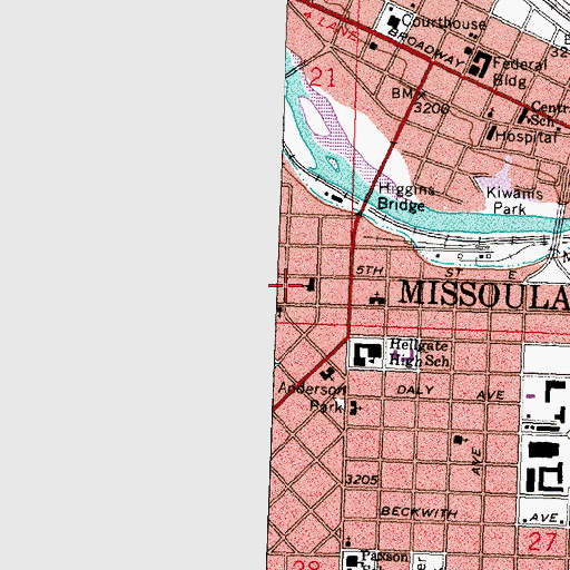 Topographic Map of First Presbyterian Church, MT