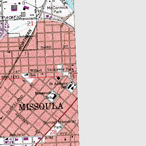 Topographic Map of Greek Orthodox Church, MT