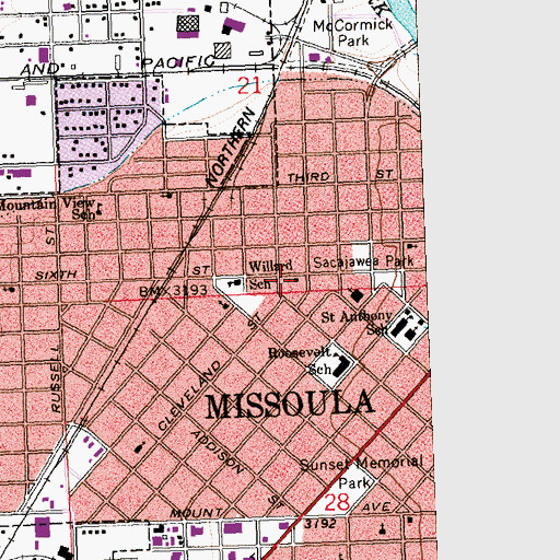 Topographic Map of Wesleyan Methodist Church, MT