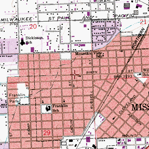 Topographic Map of Bethel Baptist Church, MT
