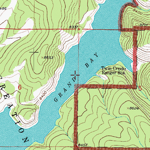 Topographic Map of Grand Bay, CO