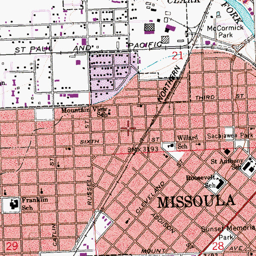 Topographic Map of Blue Mountain Clinic, MT