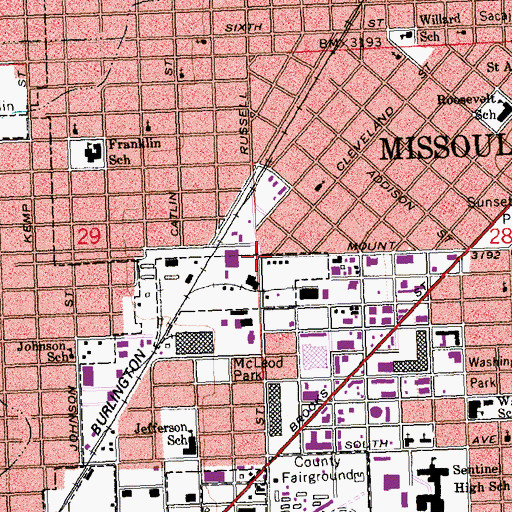 Topographic Map of Butler Chiropractic Health and Research Clinic, MT