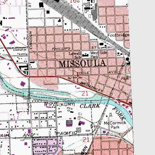 Topographic Map of Missoula Chiropractic Center, MT