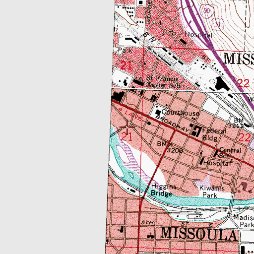 Topographic Map of Now Care Western Montana Clinic Downtown, MT