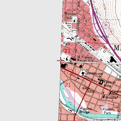 Topographic Map of Saint Patrick Hospital, MT