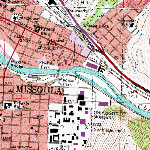 Topographic Map of Jacobs Island Park, MT