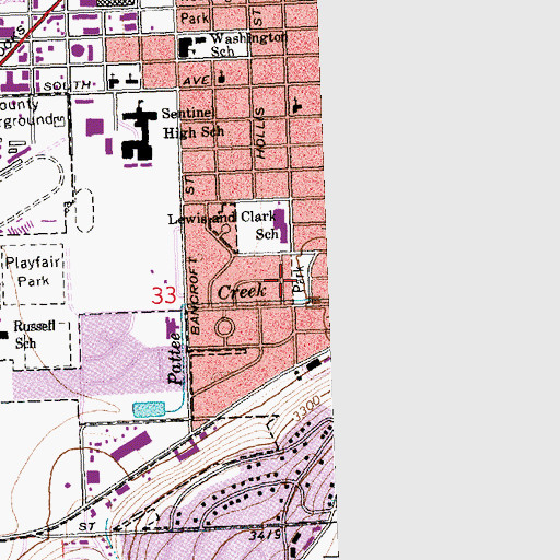 Topographic Map of Elms Park, MT