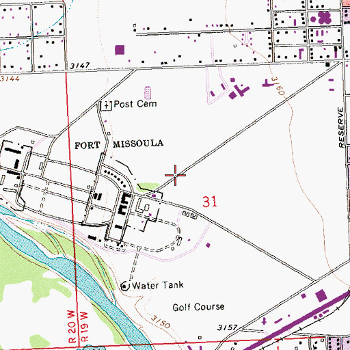 Topographic Map of Fort Missoula Park, MT