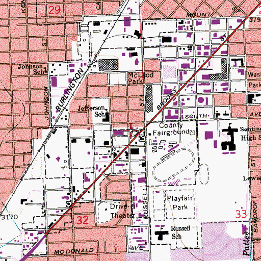 Topographic Map of Caras Plaza, MT
