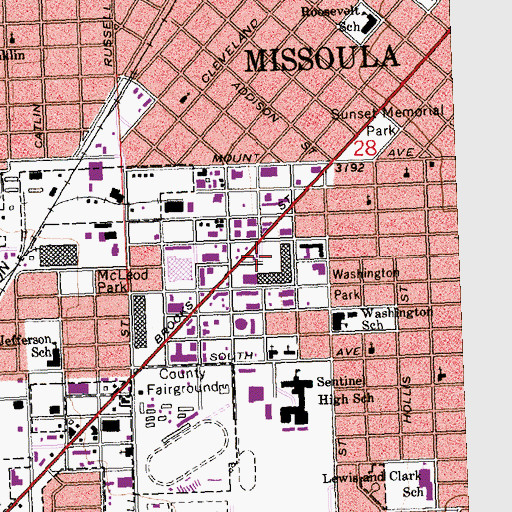 Topographic Map of Holiday Village Shopping Center, MT