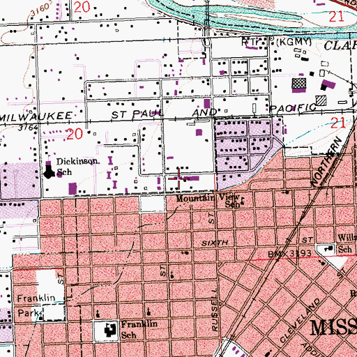 Topographic Map of Town and Country Shopping Center, MT