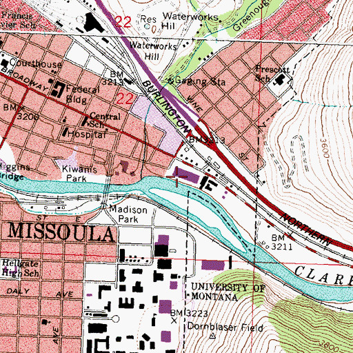 Topographic Map of East Gate Shopping Center, MT
