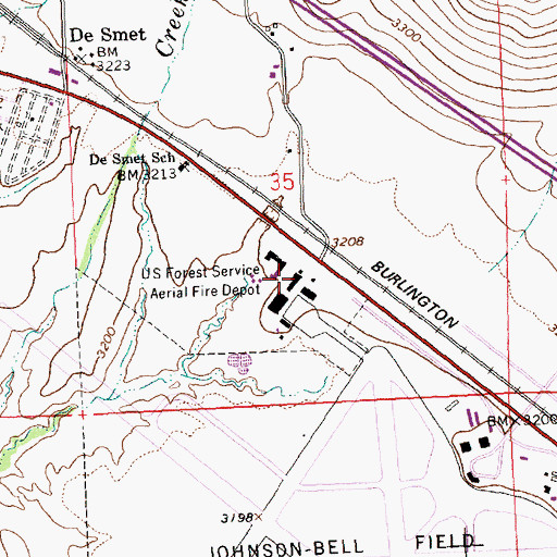 Topographic Map of Smokejumper Center and Aerial Fire Depot, MT