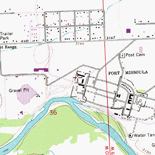 Topographic Map of Historical Museum at Fort Missoula, MT