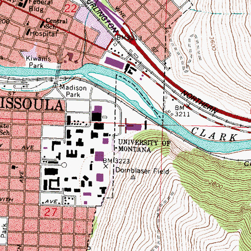 Topographic Map of Physical Plant, MT