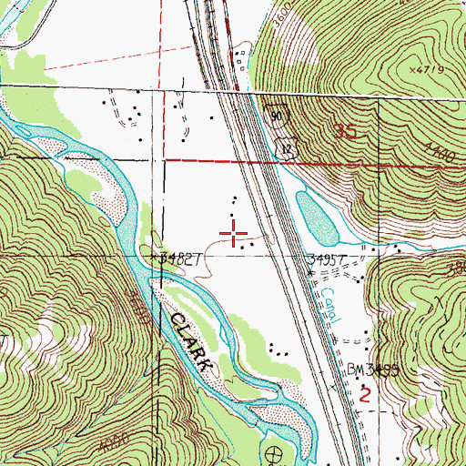 Topographic Map of Pineland Post Office (historical), MT