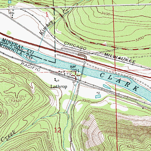 Topographic Map of Petty Creek (historical), MT
