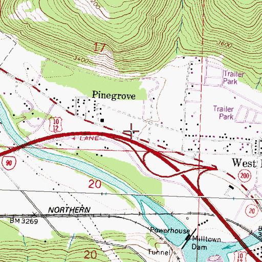Topographic Map of Milltown Post Office, MT