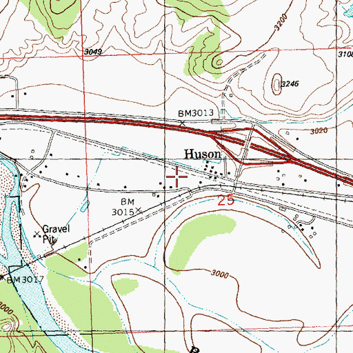 Topographic Map of Huson Post Office (historical), MT