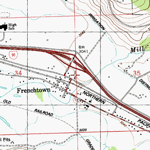 Topographic Map of Frenchtown Post Office, MT