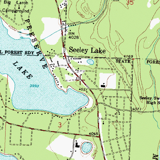 Topographic Map of Seeley Lake Post Office, MT