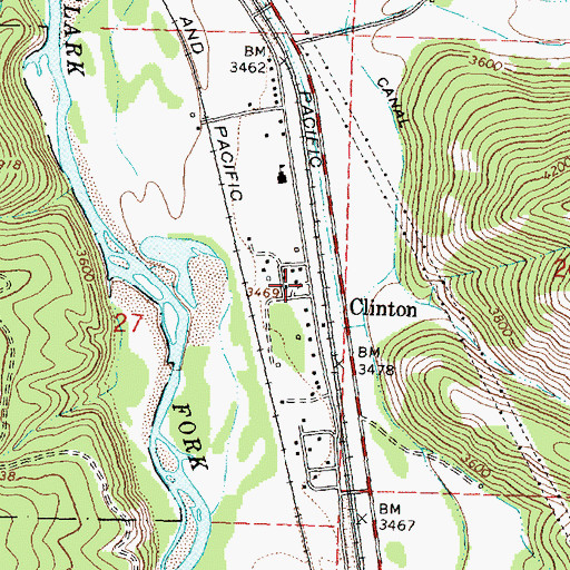 Topographic Map of Clinton Post Office, MT