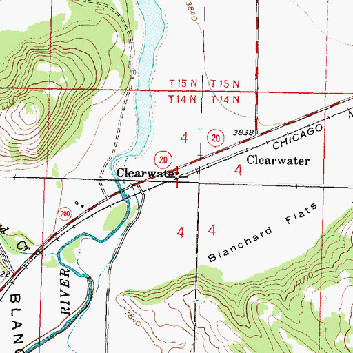 Topographic Map of Clearwater Post Office (historical), MT
