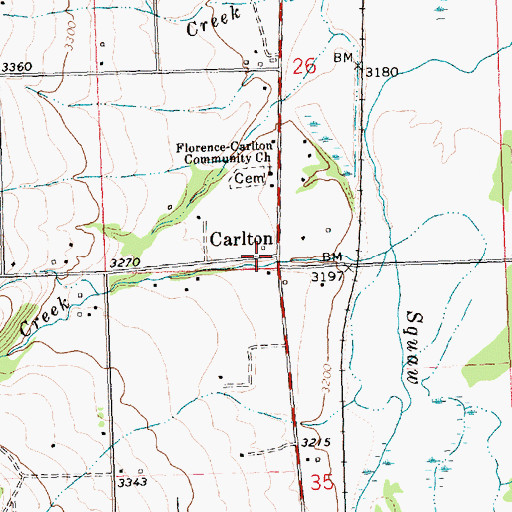 Topographic Map of Carlton School (historical), MT