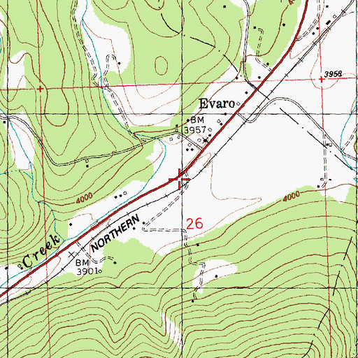 Topographic Map of Evaro Post Office (historical), MT
