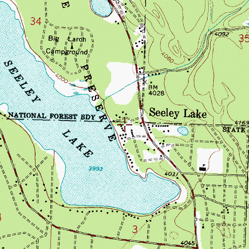 Topographic Map of Seeley Lake Rural Fire District, MT