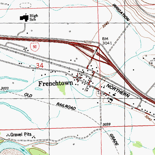 Topographic Map of Frenchtown Rural Fire District Station 1, MT