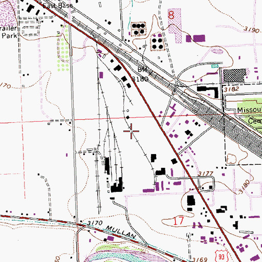 Topographic Map of Missoula Fire Department Station 4, MT
