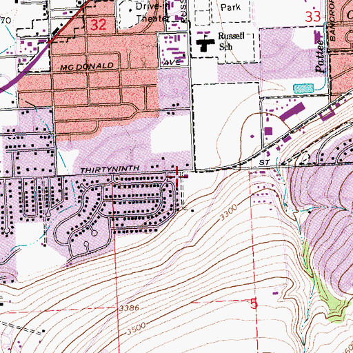 Topographic Map of Missoula Fire Department Station 3, MT