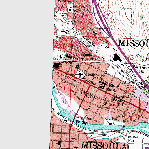 Topographic Map of Missoula County Sheriff's Office, MT